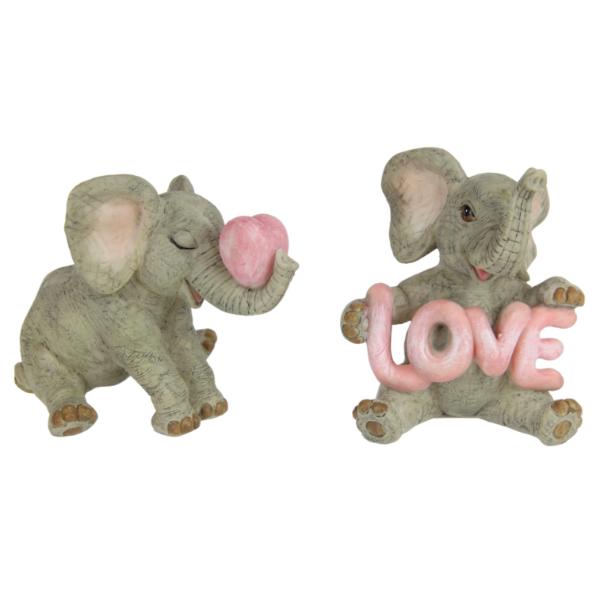 Assorted Elephant With Love Hearts - 9cm