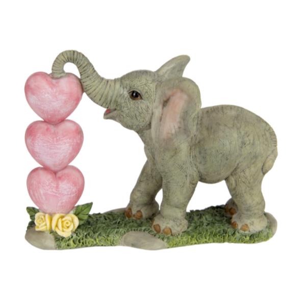 Elephant With Triple Hearts - 12cm