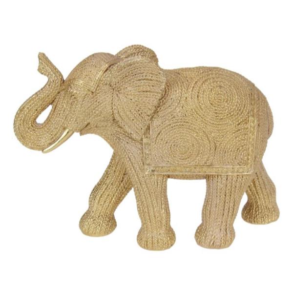Gold Knit Finish Elephant - 25cm