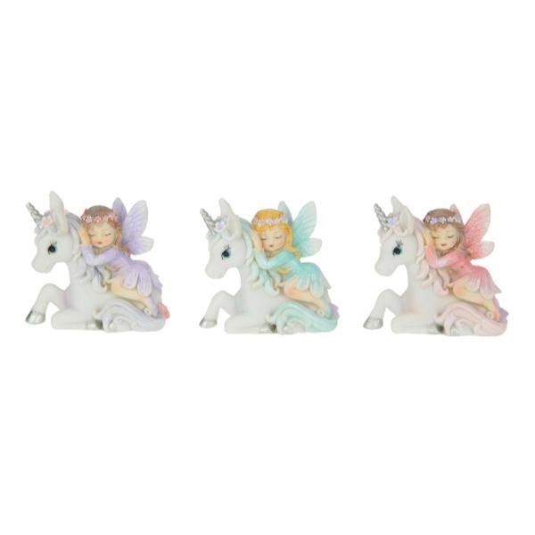 Fairy Princess Laying on Unicorn - 7cm