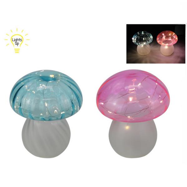 Light Up Glass Mushroom - 15cm