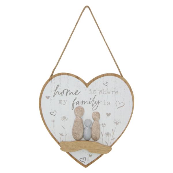 Rock Family Heart Shape Hanging Plaque - 18cm