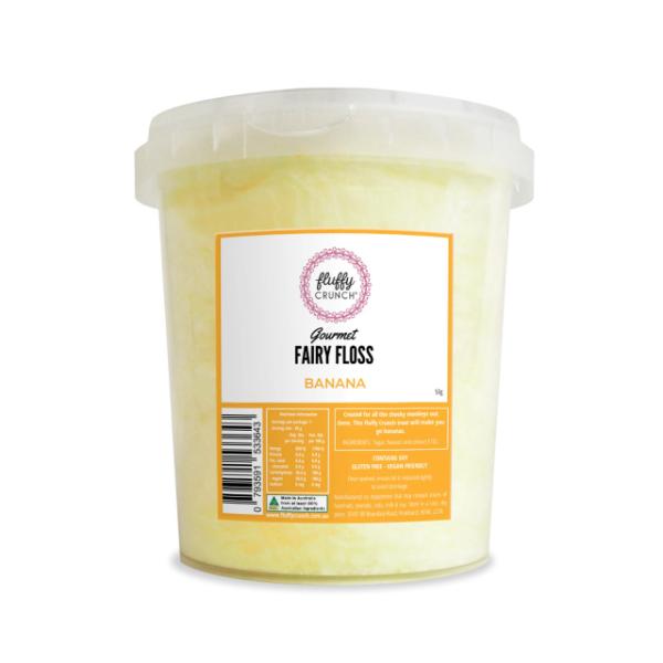 Fluffy Crunch Gourmet Banana Fairy Floss Tub - 50g