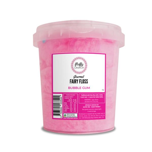 Fluffy Crunch Gourmet Bubble Gum Fairy Floss Tub - 50g