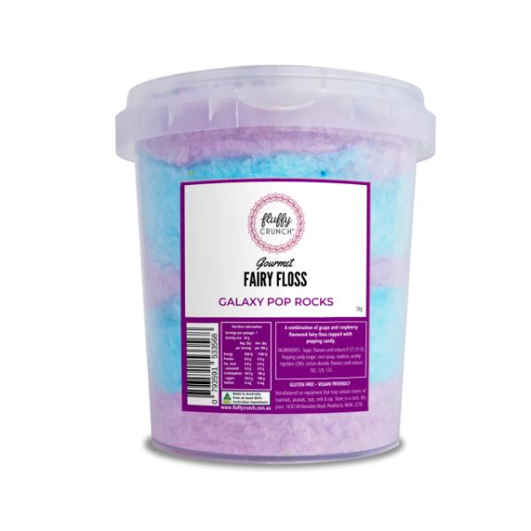 Fluffy Crunch Gourmet Galaxy Pop Rocks Fairy Floss Tub - 50g