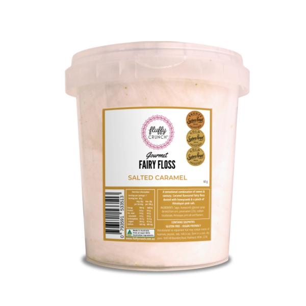 Fluffy Crunch Gourmet Salted Caramel Fairy Floss Tub - 60g