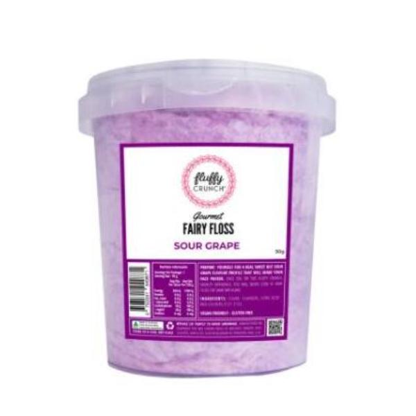 Fluffy Crunch Gourmet Sour Grape Fairy Floss Tub - 50g