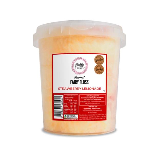 Fluffy Crunch Gourmet Strawberry Lemonade Fairy Floss Tub - 50g