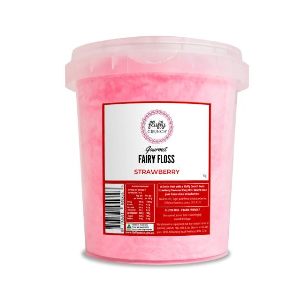 Fluffy Crunch Gourmet Strawberry Fairy Floss Tub - 50g