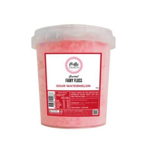 Fluffy Crunch Gourmet Sour Watermelon Fairy Floss Tub - 50g