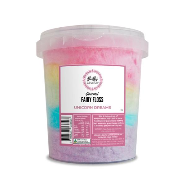 Fluffy Crunch Gourmet Unicorn Dreams Fairy Floss Tub - 50g