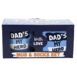 Load image into Gallery viewer, Dads My Hero Mug &amp; Socks Set Gift Box
