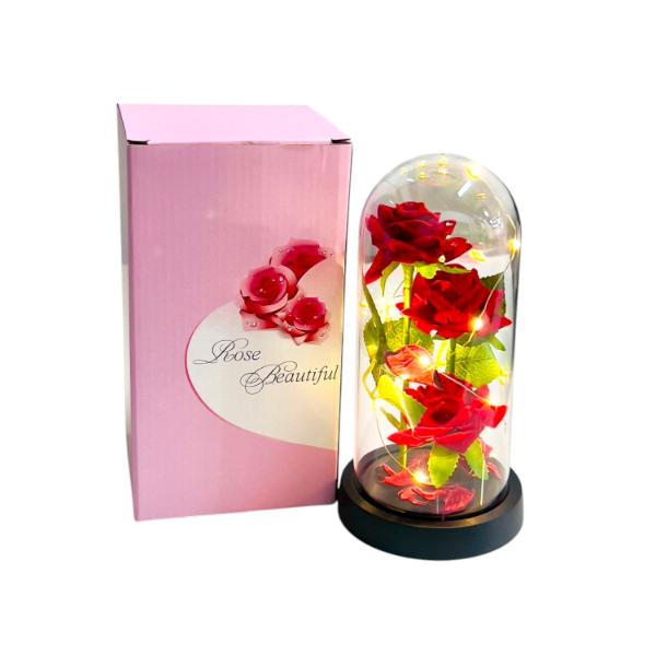 3 Forever Rose In Glass Dome With Led