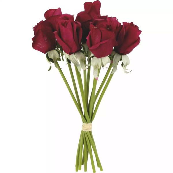 1 Dozen Dark Garnet Red Artificial Roses