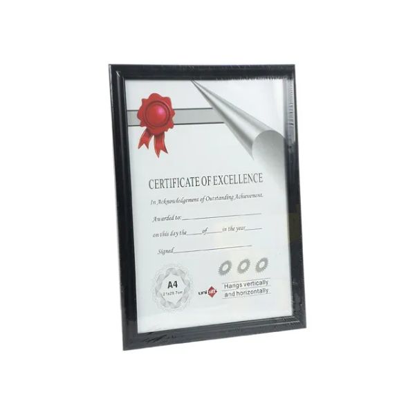 Black A4 Certificate Frame - 32cm x 23.2cm x 1.3cm