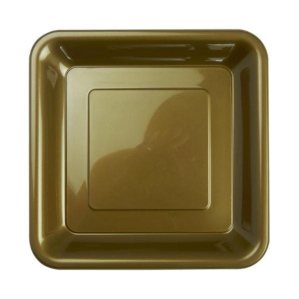 20 Pack Metallic Gold Square Snack Plate - 17cm