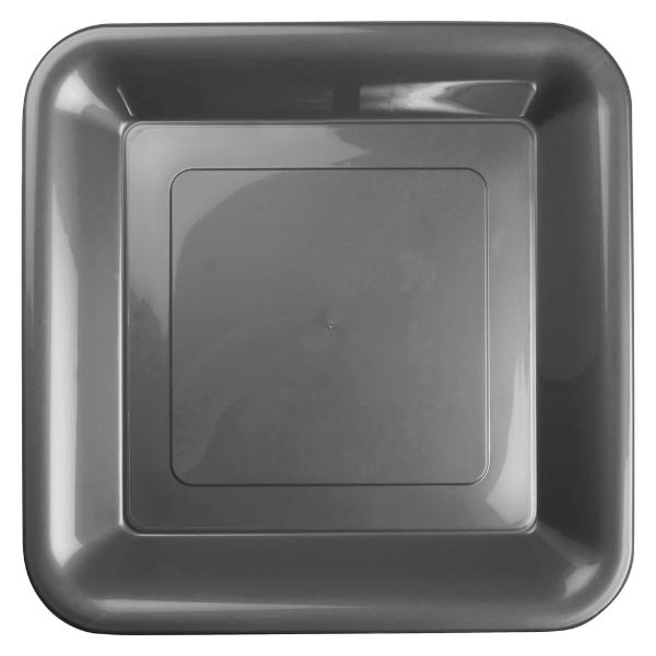 20 Pack Metallic Silver Square Banquet Plate - 25cm