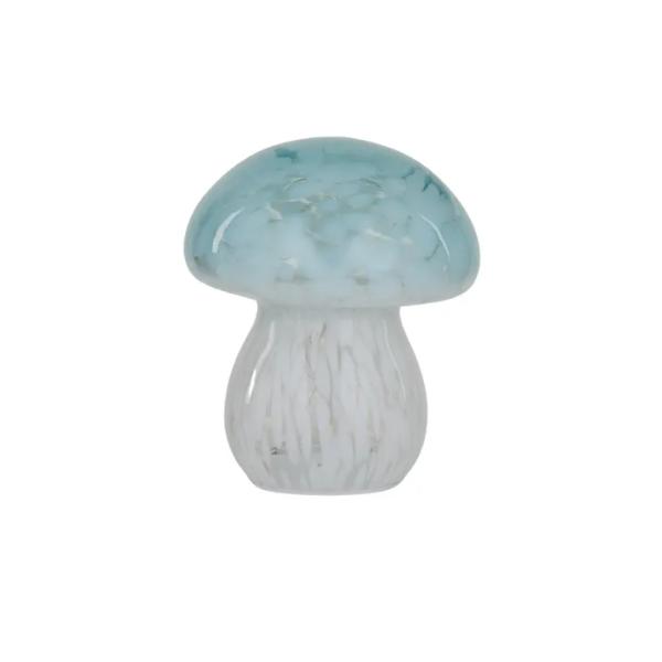 White / Blue Mushroom Glass LED Lamp - 13cm x 16cm
