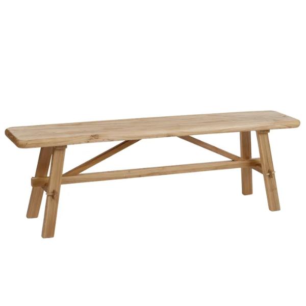 Eden Elm Natural Wood Bench 150cm x 30cm x 47.5cm