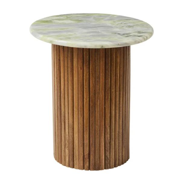 Rainer Marble Wood Side Table - 45cm x 50cm