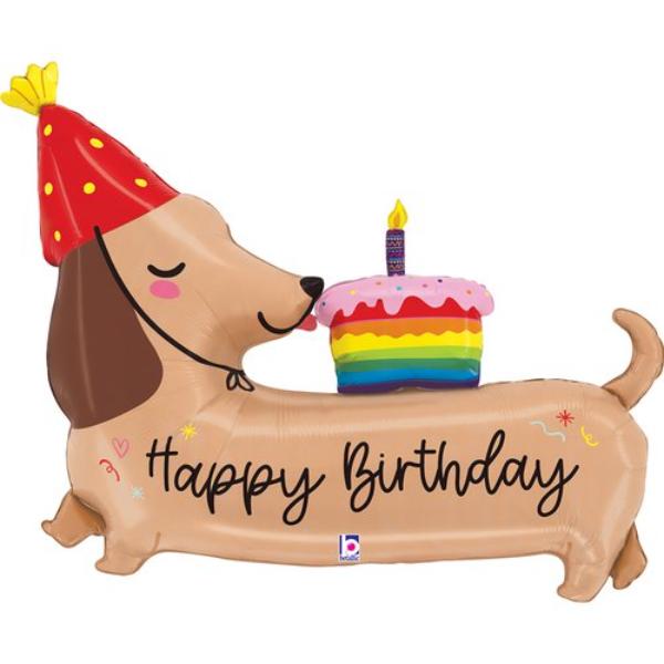 Happy Birthday Dachshund Shape Foil Balloon - 43in