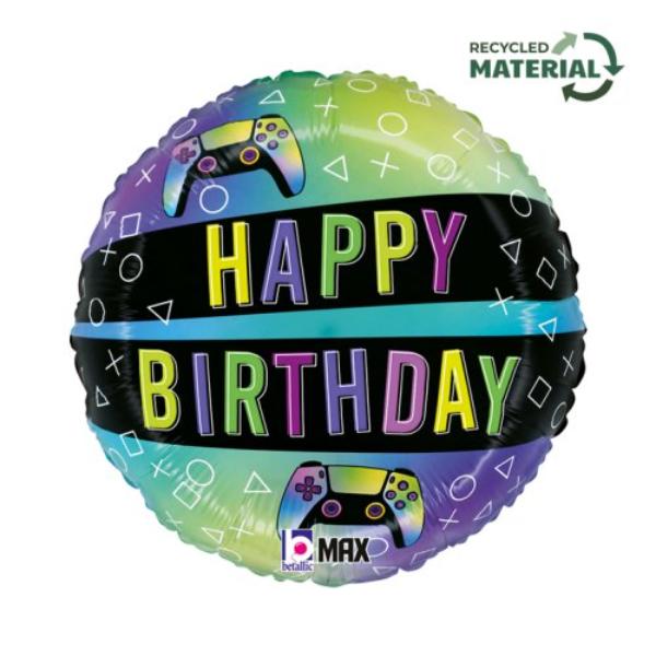 Happy Birthday Vivid Gaming Balloon - 18in