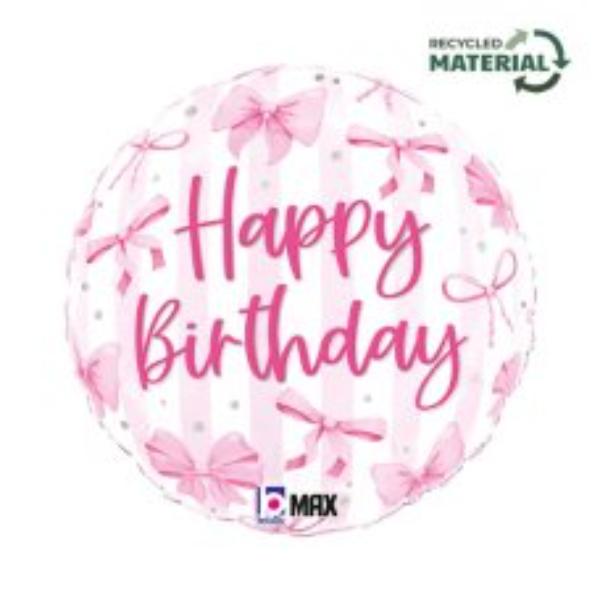 Pretty Pink Birthday Bow Foil Balloon - 18in