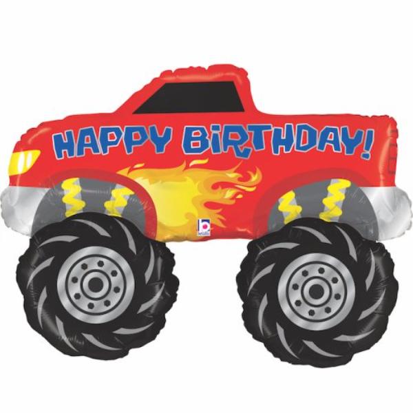 Happy Birthday Monster Truck Shaped Balloon - 40in