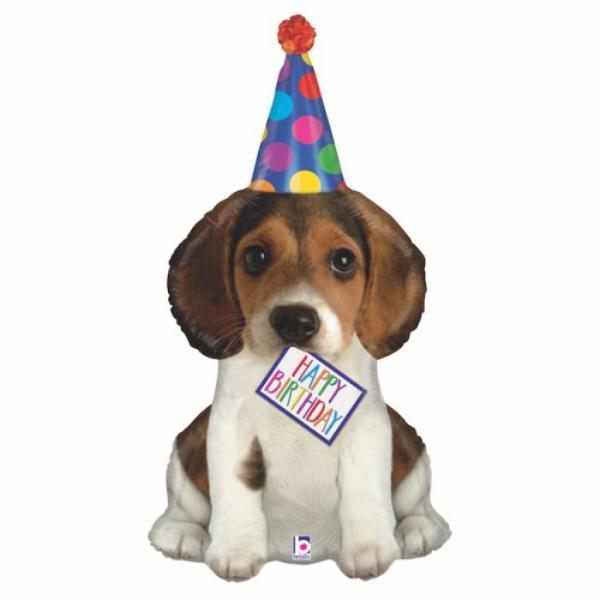 Happy Birthday Puppy Shaped Balloon - 41in