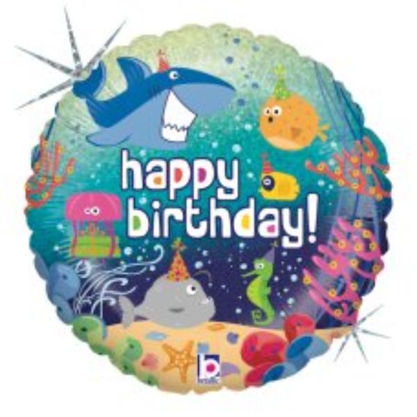 Holographic Ocean Birthday Foil Balloon - 18in