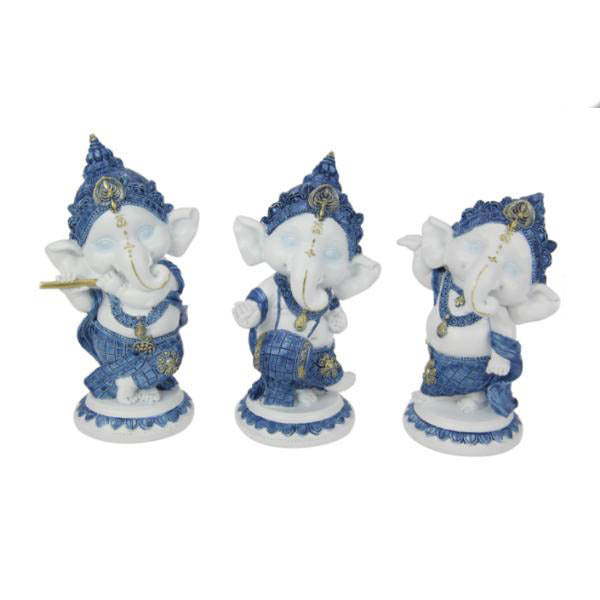 Blue & White Dancing Ganesh - 15cm