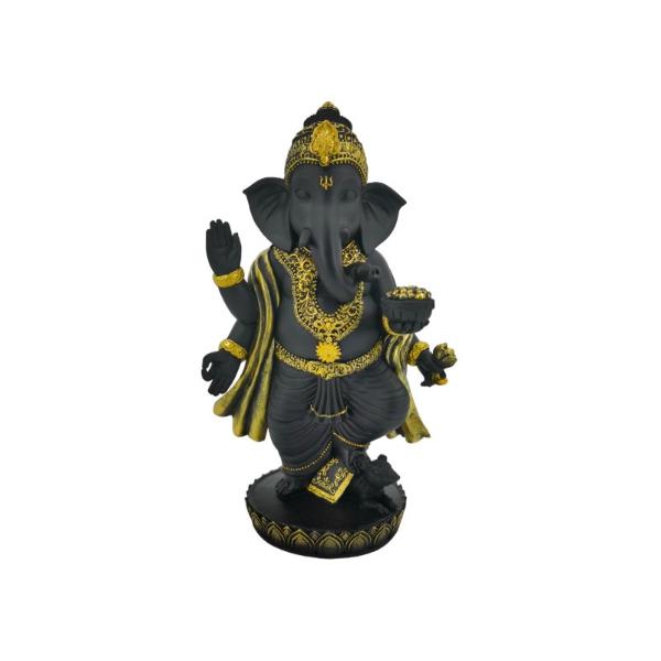 Black & Gold Standing Ganesh - 28cm