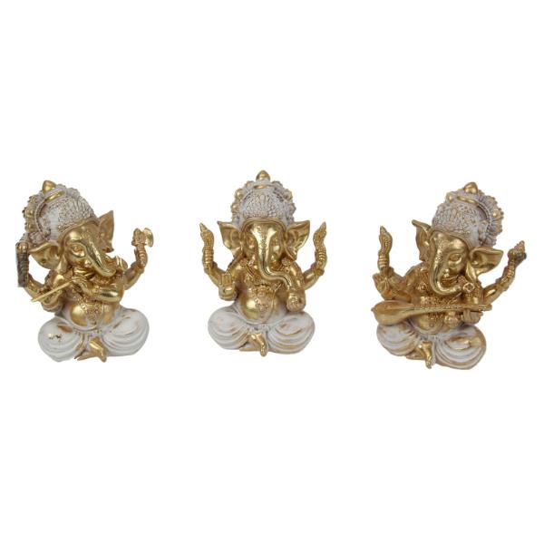 Gold Finish Sitting Ganesh - 12cm