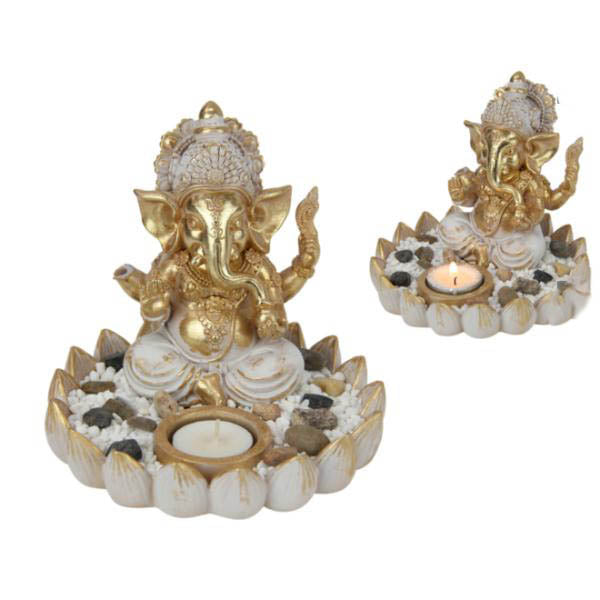 Lotus Ganesh Tealight Holder - 15cm