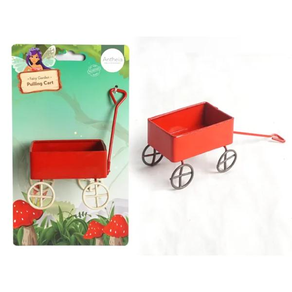 Red Fairy Garden Pulling Cart - 7cm x 4.5cm x 5cm