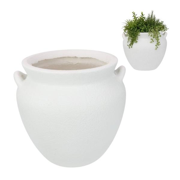 White Garden Pot With Handles - 38cm