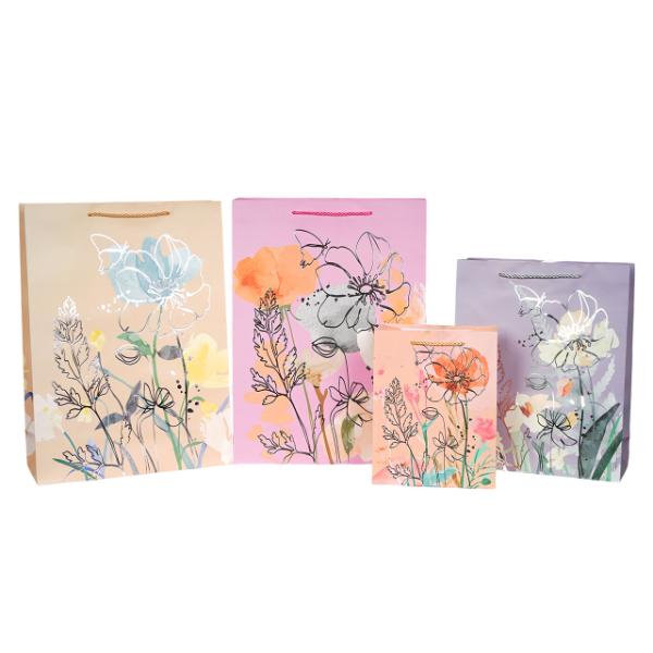 Medium Foil Floral Gift Bag - 18x10x23cm