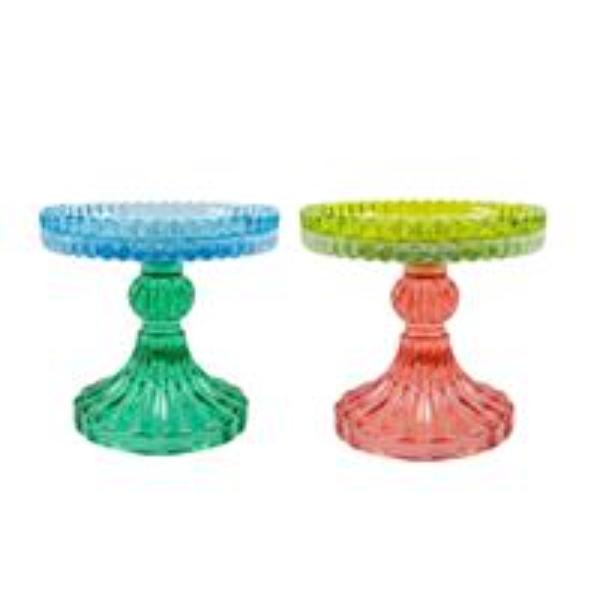 Multicoloured Glass Candle Holder - 9.8x9.5cm - Assorted