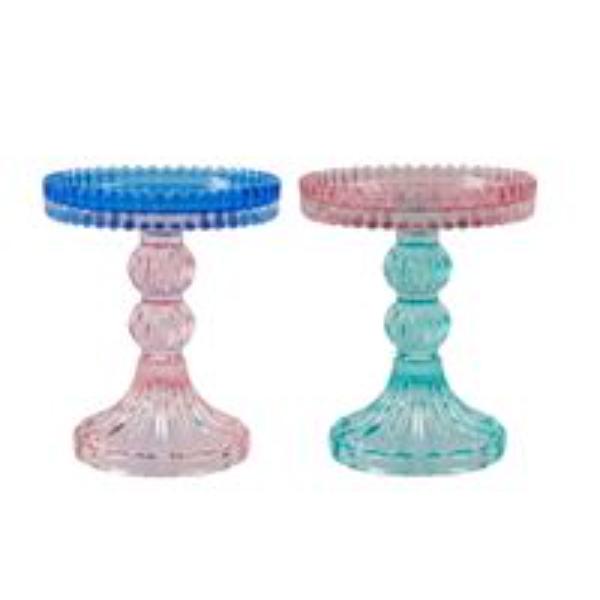Multicoloured Glass Candle Holder - 9.8x12cm - Assorted