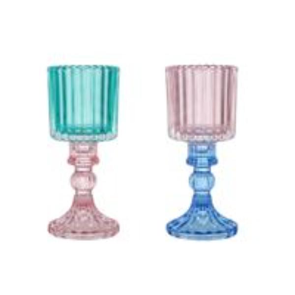 Multicoloured Glass Candle Holder - 7.5x17.5cm