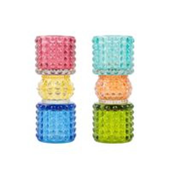 Multicoloured Glass Candle Holder - 7x18cm