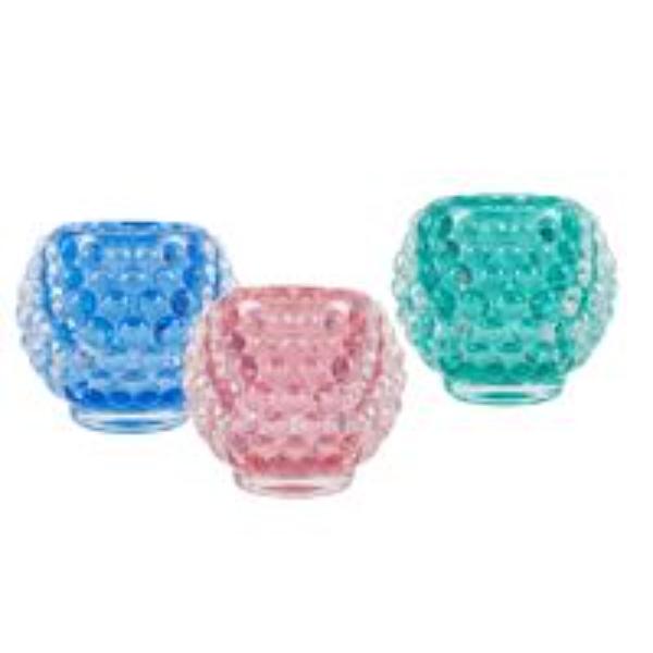 Coloured Glass Candle Holder - 9x7cm