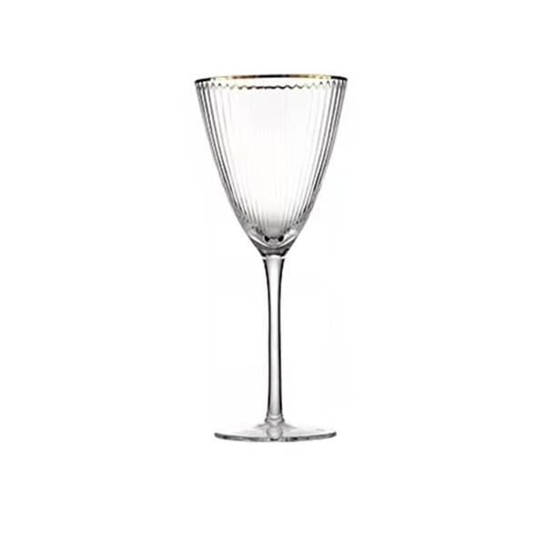 Clear With Gold Rim Glass Wine - 23cm x 9.5cm