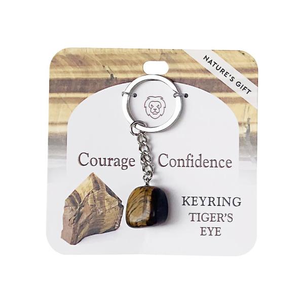 Tiger Eye Gemstone Wellness Keyring