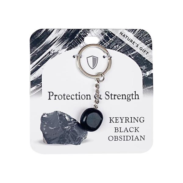 Obsidian Gemstone Wellness Keyring