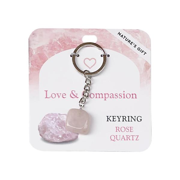 Rose Quartz Gemstone Wellness Keyring