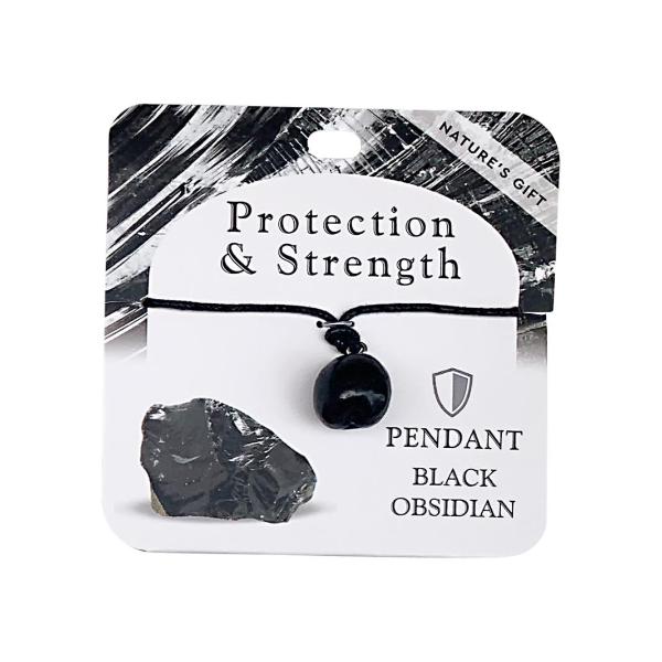 Black Obsidian Gemstone Wellness Pendant