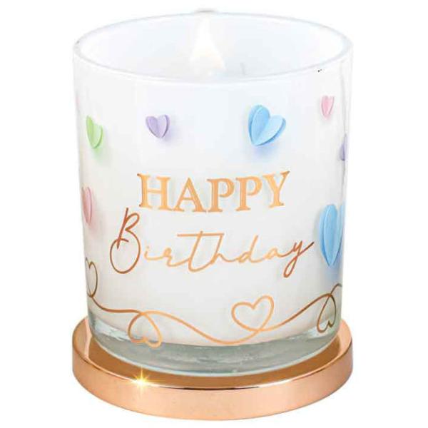 Vanilla Happy Birthday Candle - 9cm x 8cm