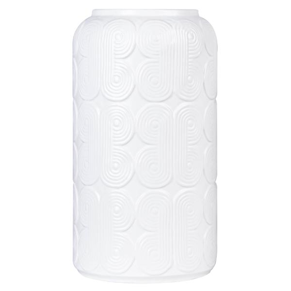 White Ceramic & Cement Polygon Pottery Vase - 18cm x 33cm