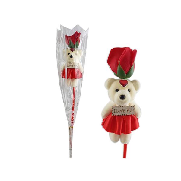 Valentine Single Rose with Bear